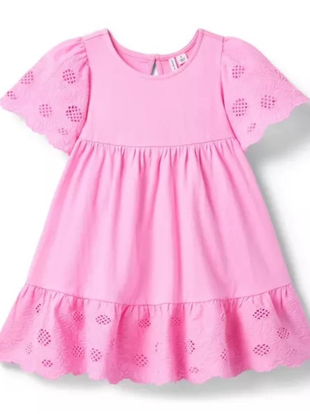 Janie and Jack Pink Eyelet Flutter-Sleeve Dress